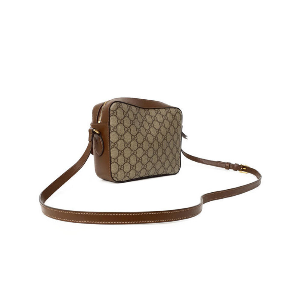Gucci 1955 canvas Supreme Horsebit Shoulder Bag onic GG brown leather